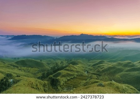 Sunset over Markham Valley in Eastern West Khasi Hills Meghalaya