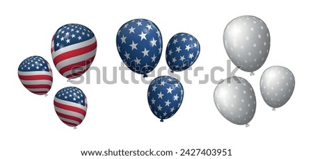 Balloons with American flag. July 4th American Day
