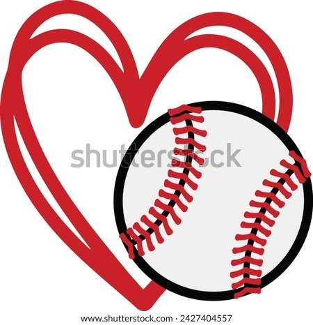 a close up of a baseball with a heart shape on it