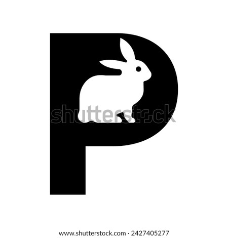 Rabbit Logo combine with letter P vector template