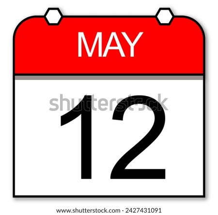 May 12, illustration of simple daily calendar. Date on calendar.