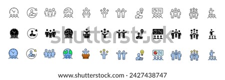 Community icon collection. Linear, silhouette and flat style. Vector icons Royalty-Free Stock Photo #2427438747