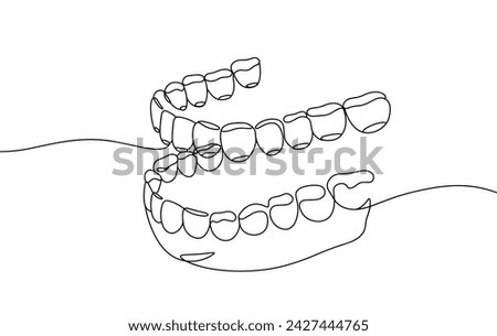 Aligners for the lower jaw. Transparent aligners for straightening teeth. World Oral Health Day. Vector illustration. Images produced without the use of any form of AI software at any stage.  Royalty-Free Stock Photo #2427444765