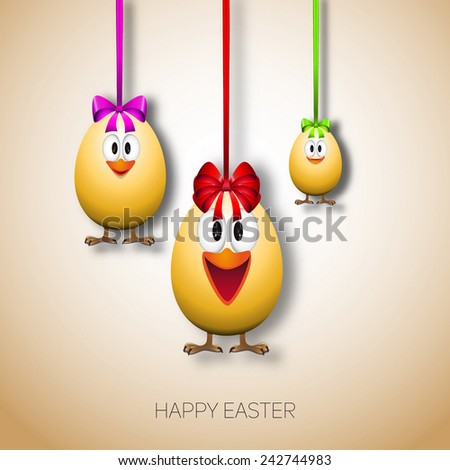 Funny easter eggs with a bow - Happy Easter Card
