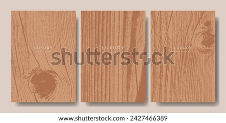 Set of wooden templates. Eco concept background with wood annual rings texture. Banner with tree ring pattern. Stamp of tree trunk in section. Natural wooden concentric circles. Natural background