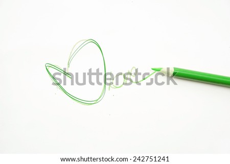 drawn heart with pencils (green love)