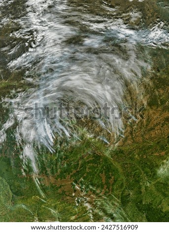 Fires and smoke in central Russia. Fires and smoke in central Russia. Elements of this image furnished by NASA. Royalty-Free Stock Photo #2427516909
