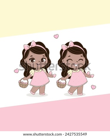 
Beautiful cute little girls with basket of bows