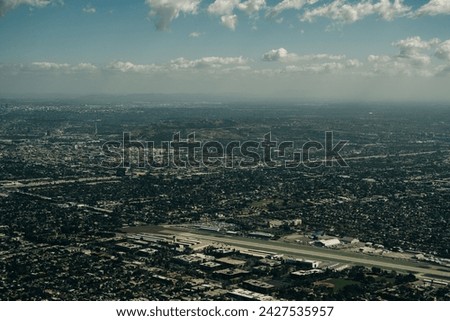 aerial view of Los Angeles with busy freeway . High quality photo