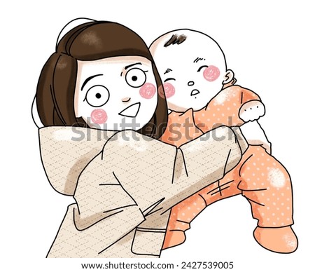 Clip art: girl holding her brother