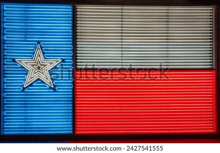 Texas Flag neon light design display at Texas institute of Culture in San Antonio Texas Royalty-Free Stock Photo #2427541555