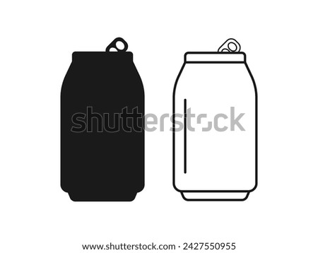 Soda can vector icon vector illustration. black outline isolated white background