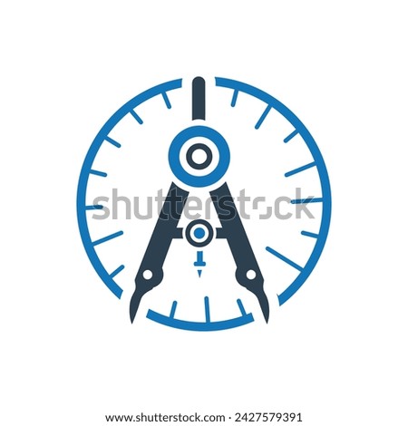 Drawing compass icon on white background