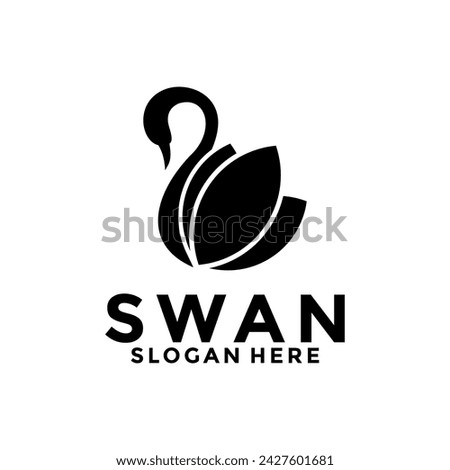 Swan logo vector design , elegant simple swan logo template