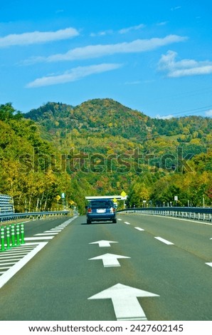 Rural road at autumn in Furano Township, Hokkaido, Japan.