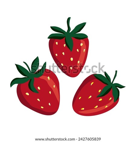 Strawberry summer hand drawn fruit. Vector sweet food clip art isolate on white background
