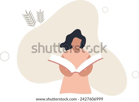 Children talent and creativity.flat vector illustration.character reading a book.