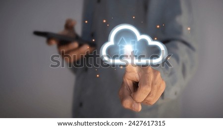 cloud computing shown in hand cloud technology data storage,