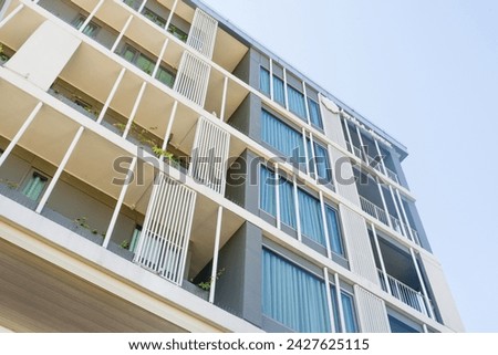 Condominium and apartment building in the city downtown,Residential Building on sky background.