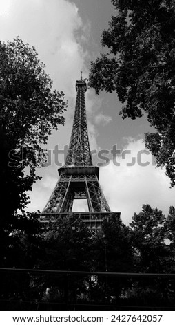 eiffeltower monochromephotography paris travel landmark france Royalty-Free Stock Photo #2427642057