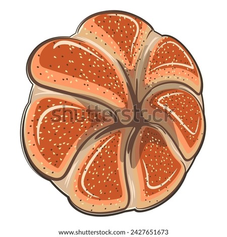 vector isolated clip art illustration of bagel rolls, work of handmade