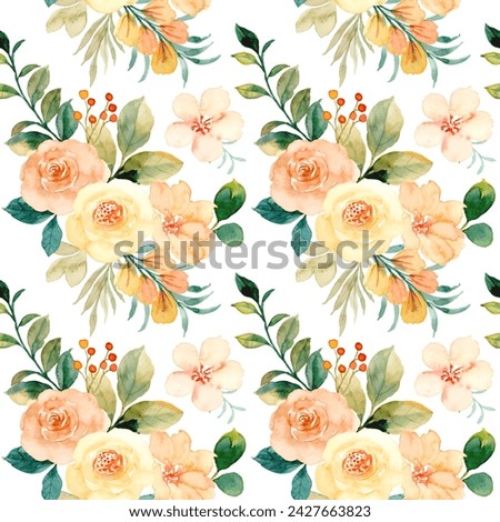 Seamless pattern of rose flower watercolor for background, fabric, textile, fashion, wallpaper, wedding, banner, sticker, decoration etc.
