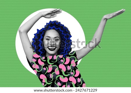 Picture collage of funky crazy carefree positive girl have fun dance night club isolated on colorful painted background