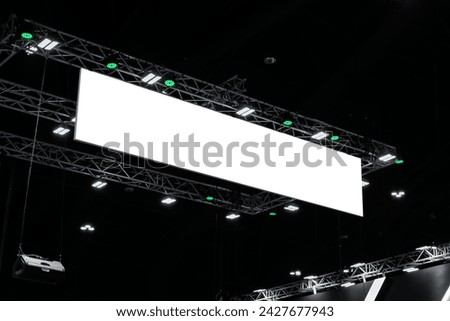 Hanging white horizontal billboard with clipping path for mock up