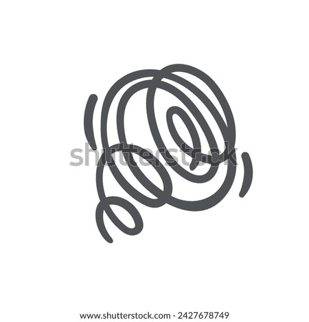 Comic spiral scribble icon, manga doodle element. Funny retro squiggle curve lines, wind swirl flow, scribble circle whirlpool. Characters expression of doubt in comic book style vector illustration