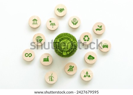LCA-Life cycle assessment concept.A green ball with an LCA icon. environmental impact assessment related to product value chains. Business value chain and Growing sustainability.Circular economy  Royalty-Free Stock Photo #2427679595
