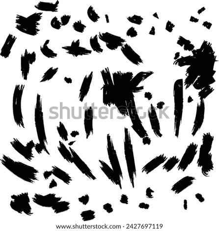 Abstract Grungy Ink Set of Quick Dab Brush Strokes 