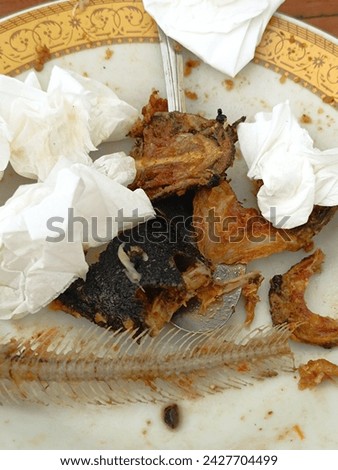 food waste in the form of tissue and fish bones
