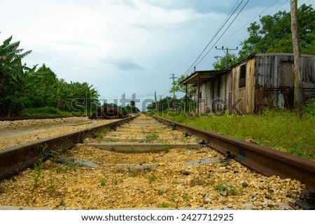 Photograph of some old train tracks, signs of decadence and forgetfulness of the Cuban railway industry. Photography taken in Chambas, Ciego de Avila, Cuba.