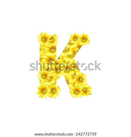 Sunflowers with alphabet letter K