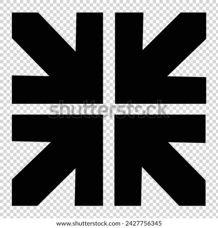 Arrows Pointing Point Inwards Zoom In and  out  Center Four Corners Black White Silhouette Sign Symbol Icon Vector Graphic Illustration  eps 10 