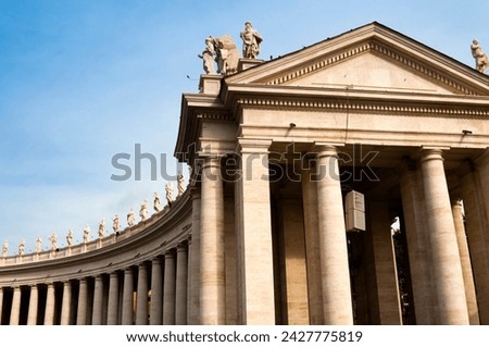 Statues of saints, bernini's colonnade, st. peter's square, vatican city, unesco world heritage site, rome, lazio, italy, europe Royalty-Free Stock Photo #2427775819