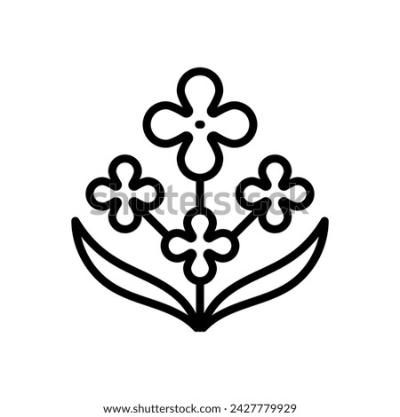 Rapeseed, line icon. Flowers and little leaves. A stylised agricultural plant, linear symbol. Oily plant in minimalist style. Editable stroke, line illustration