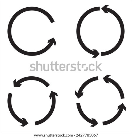 different circular arrows of black color, different thickness . Graphic for website.