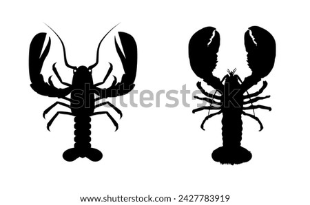 Two silhouettes of large lobsters