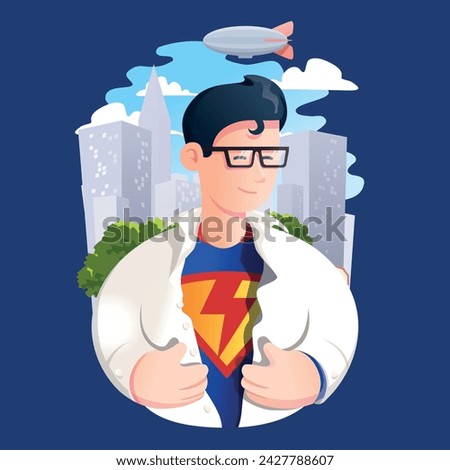 Illustration of a man with super powers