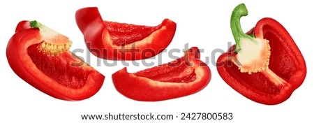 Slice of red sweet bell pepper isolated on white background Royalty-Free Stock Photo #2427800583