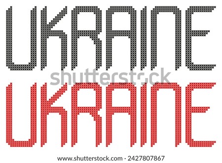 Ukraine cross-stitched in black and red