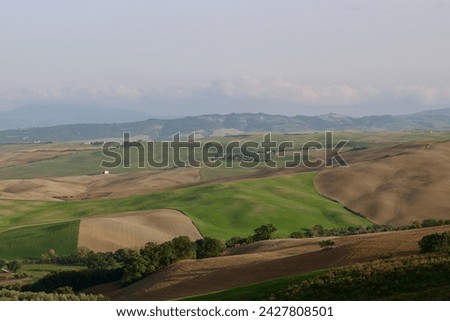 A panoramic view over the hills of Tuscany in autumn, Italy.