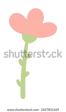Spring flower hand drawn illustration. Flat style design, isolated vector. Easter holiday clip art, seasonal card, banner, poster, element. Spring blossom, bloom, floral