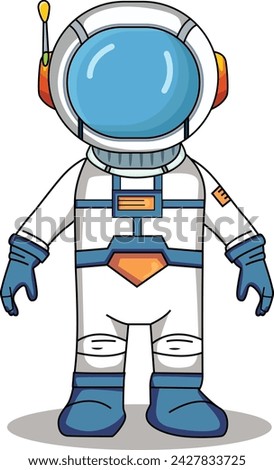 Astronaut cartoon character standing on a white background