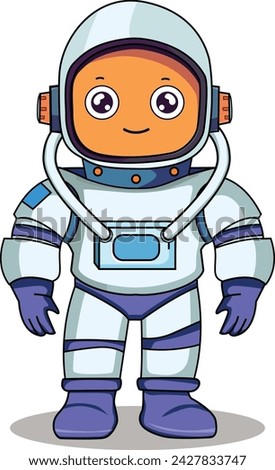 Astronaut cartoon character standing on a white background