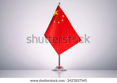China flag with a gray and clean background.