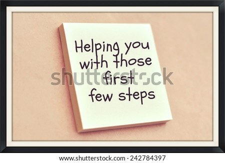 Text helping you with those first few steps on the short note texture background