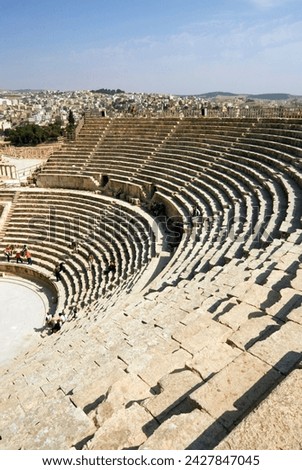 South theatre, jerash (gerasa), a roman decapolis city, jordan, middle east Royalty-Free Stock Photo #2427847045