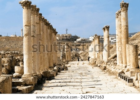 South decumanus, jerash (gerasa), a roman decapolis city, jordan, middle east Royalty-Free Stock Photo #2427847163